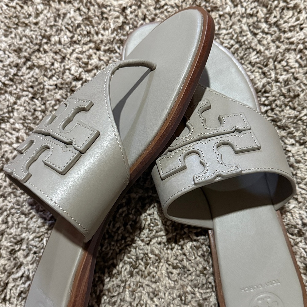 Tory Burch Metallic Gray Slides - Picture 7 of 7